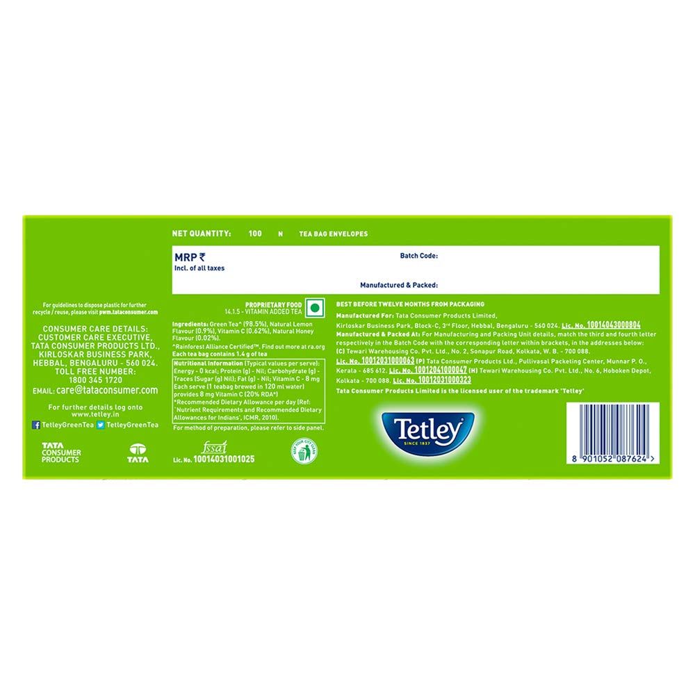 Tetley Green Tea Immune With Added Vitamin C, Lemon And Honey Tea Image