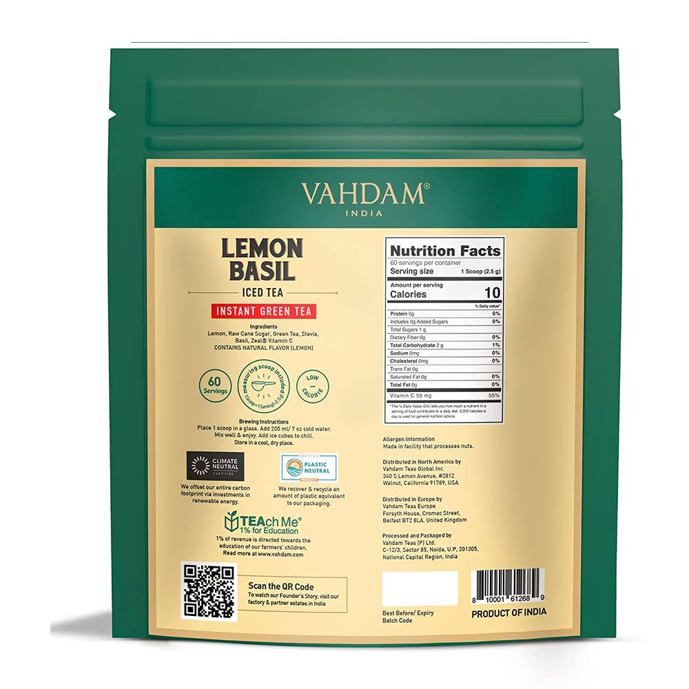 Vahdam Instant Lemon Basil Iced Tea Powder Image