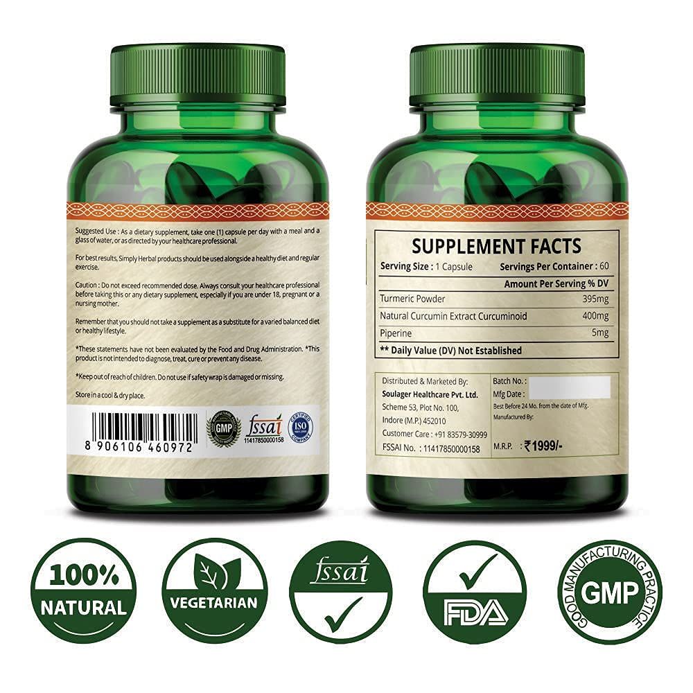 Simply Herbal Turmeric Curcumin Extract Supplement Tablets Image