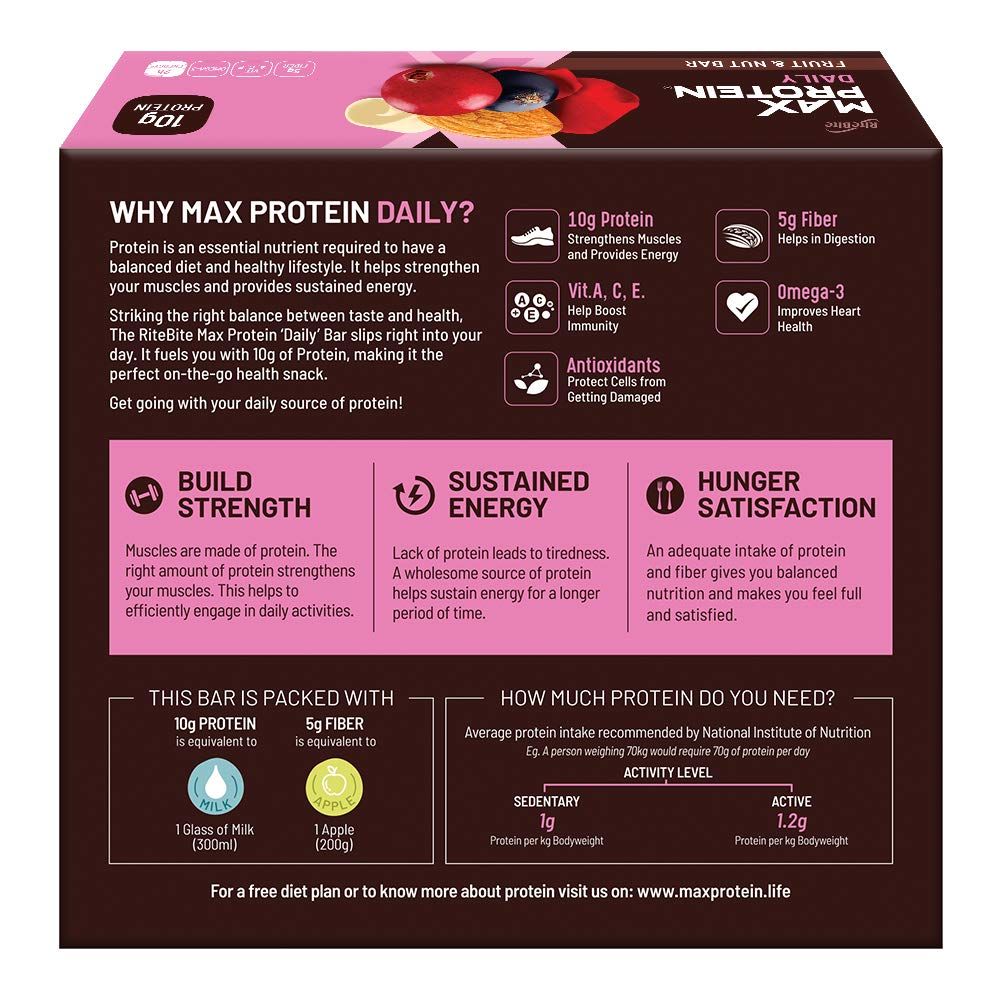RiteBite Max Protein Daily Fruit & Nut Bar Image