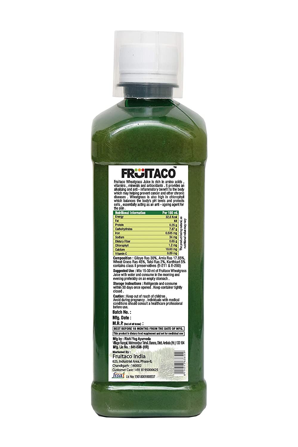 Fruitaco Wheatgrass Juice With Giloy, Amla, Tulsi Image