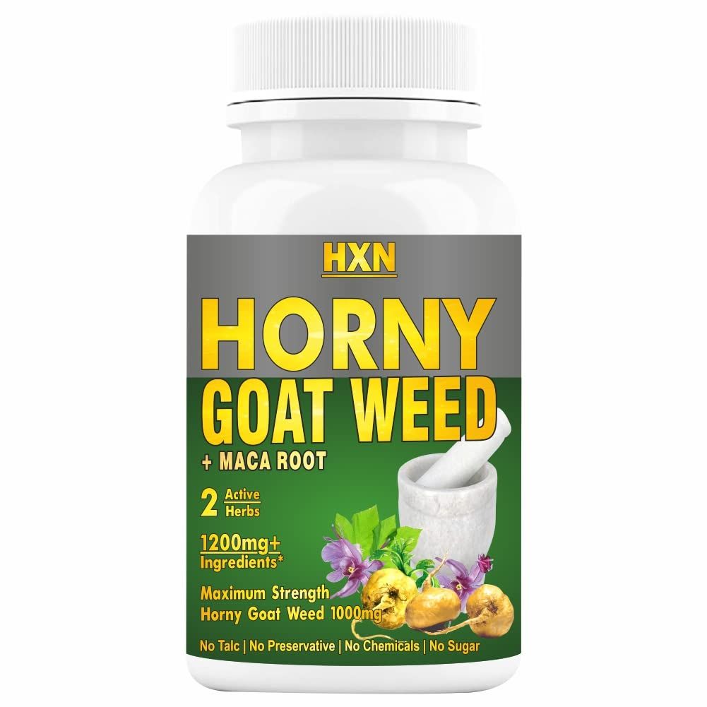 HXN Horny Goat Weed For Men & Women With Maca Root Powder Extract Tablets Image
