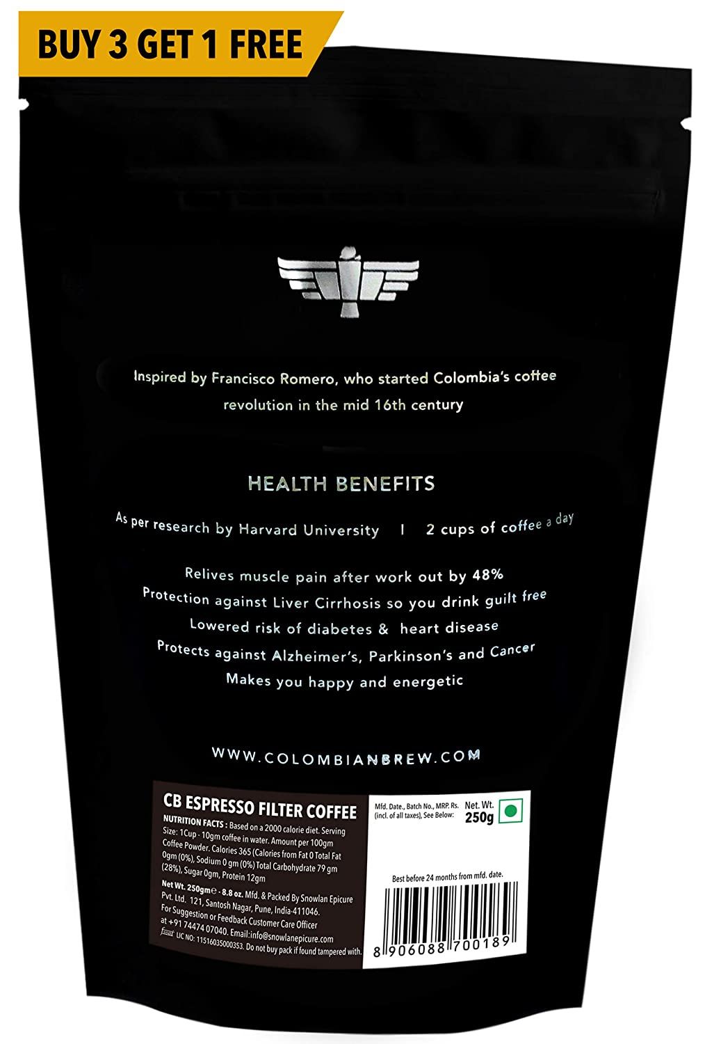 Colombian Brew Arabica Espresso Filter Coffee Powder, Roast & Ground Strong Image