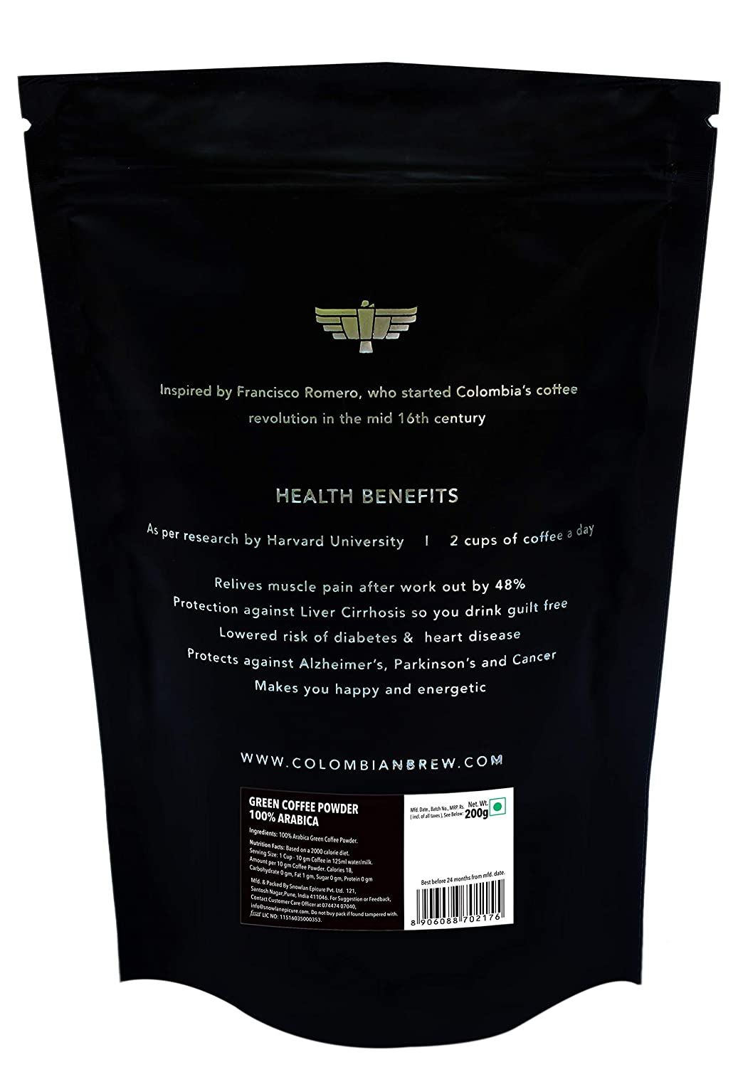 Colombian Brew Coffee 100% Arabica Green Coffee Beans Powder Image