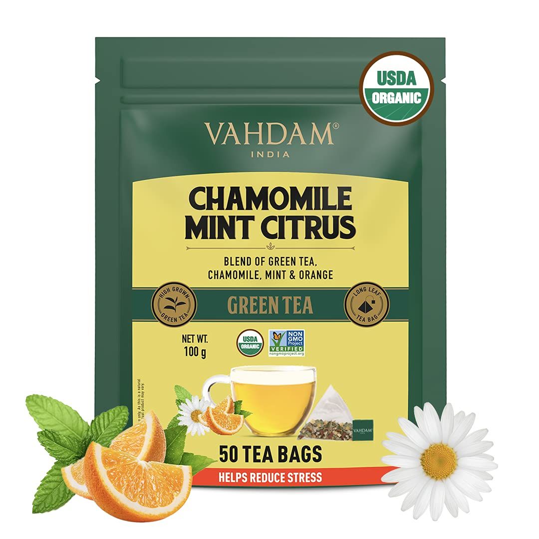 Vahdam Organic Chamomile Green Tea With Mint & Citrus Image