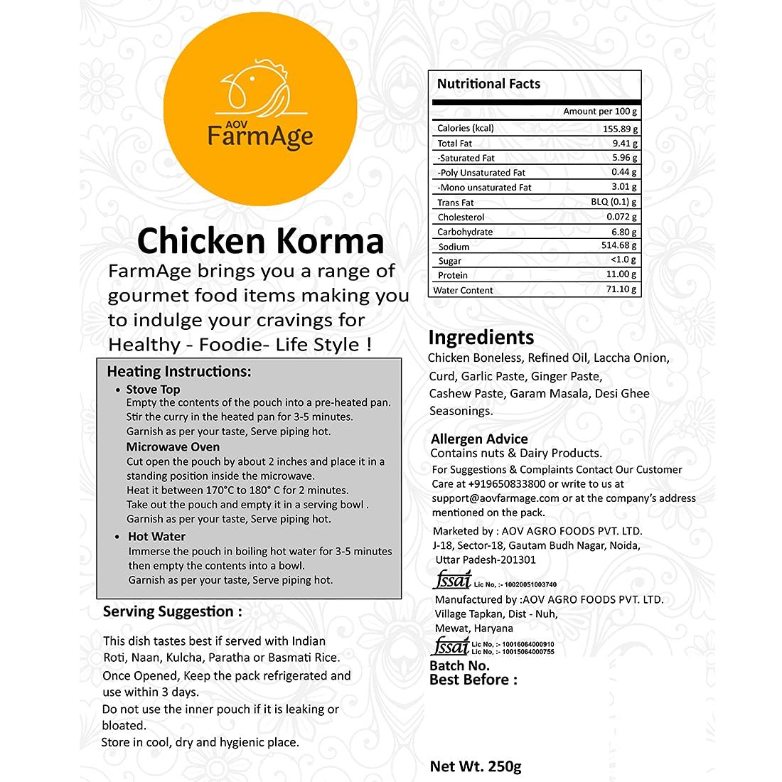 AOV Farmage Chicken Korma Image