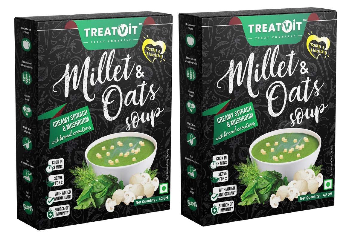 Treatvit Millet & Oats Creamy Spinach & Mushroom Soup With Bread Croutons Image