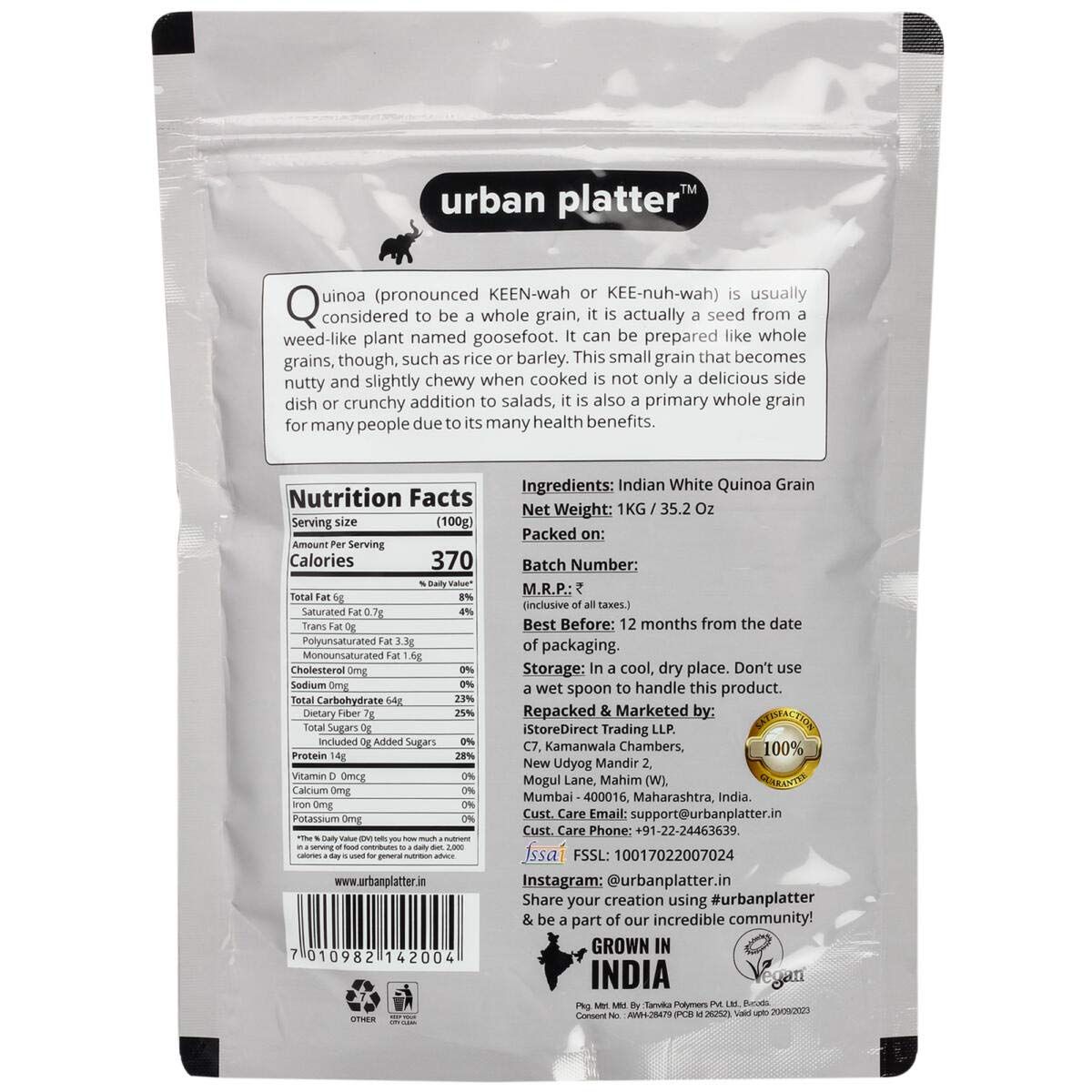 Urban PLatter Whole White Indian Quinoa Grain Image