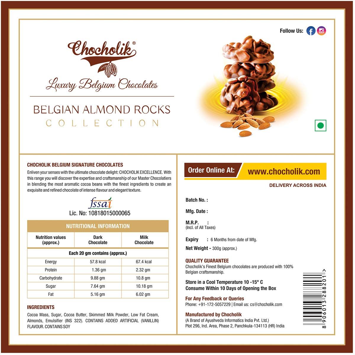 Chocholik Belgium Dark & Almond Assorted Rocks Collection Chocolate Gift Pack Image