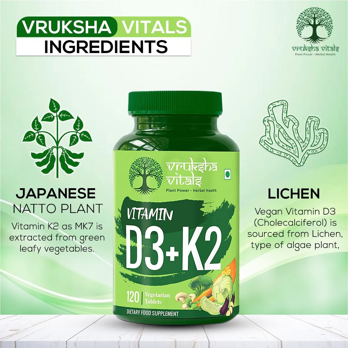Vruksha Vitals Vitamin D3 + K2 Image