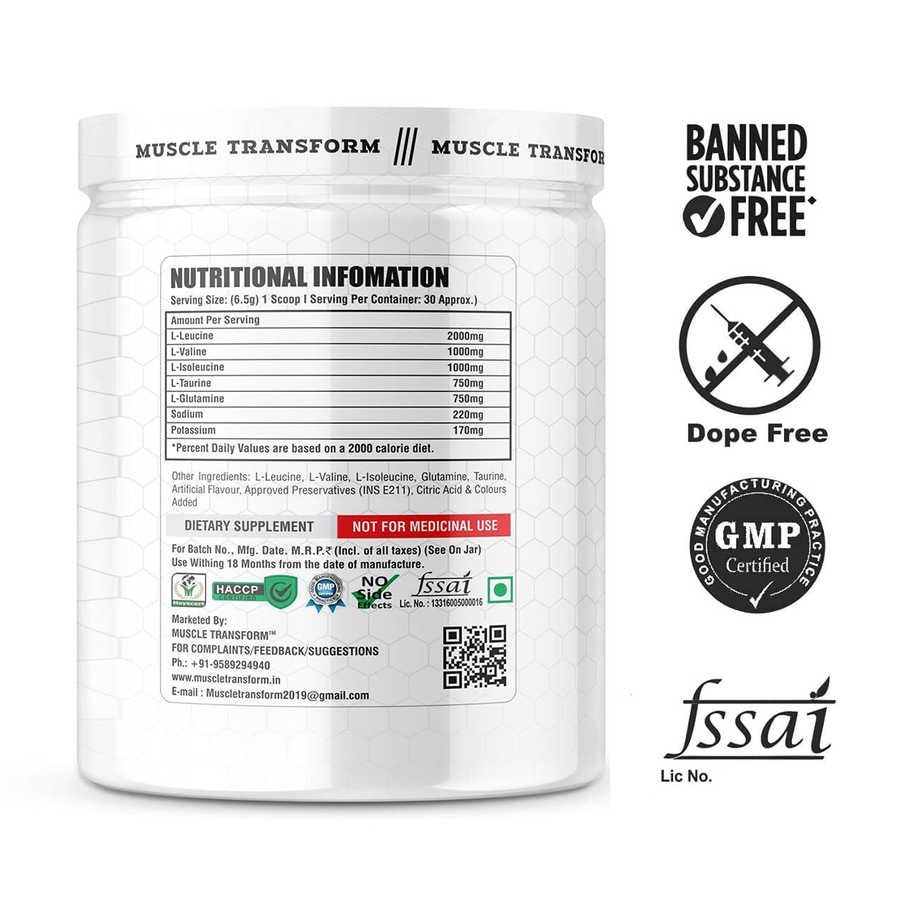 Muscle Transform Amino Fire Advanced BCAA Supplement Image