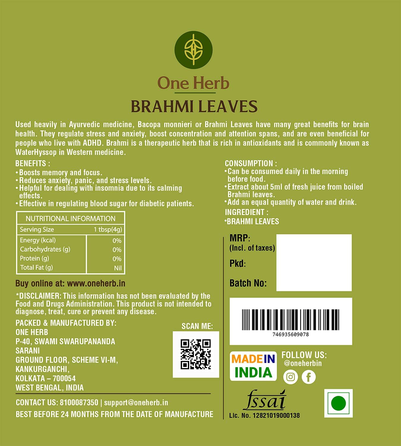 One Herb Brahmi Tea Image