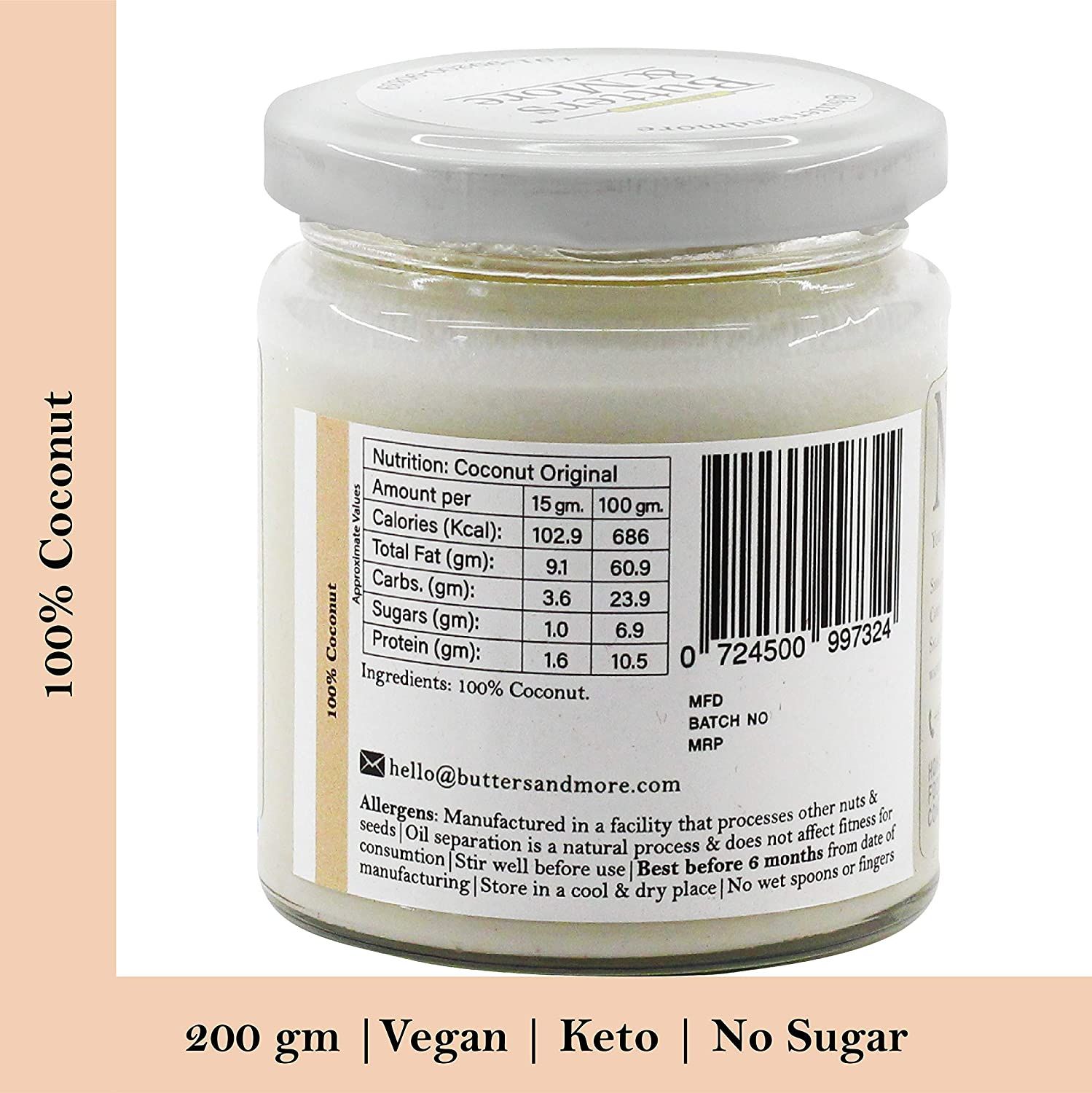 Butters & More Vegan Natural Coconut Butter Image