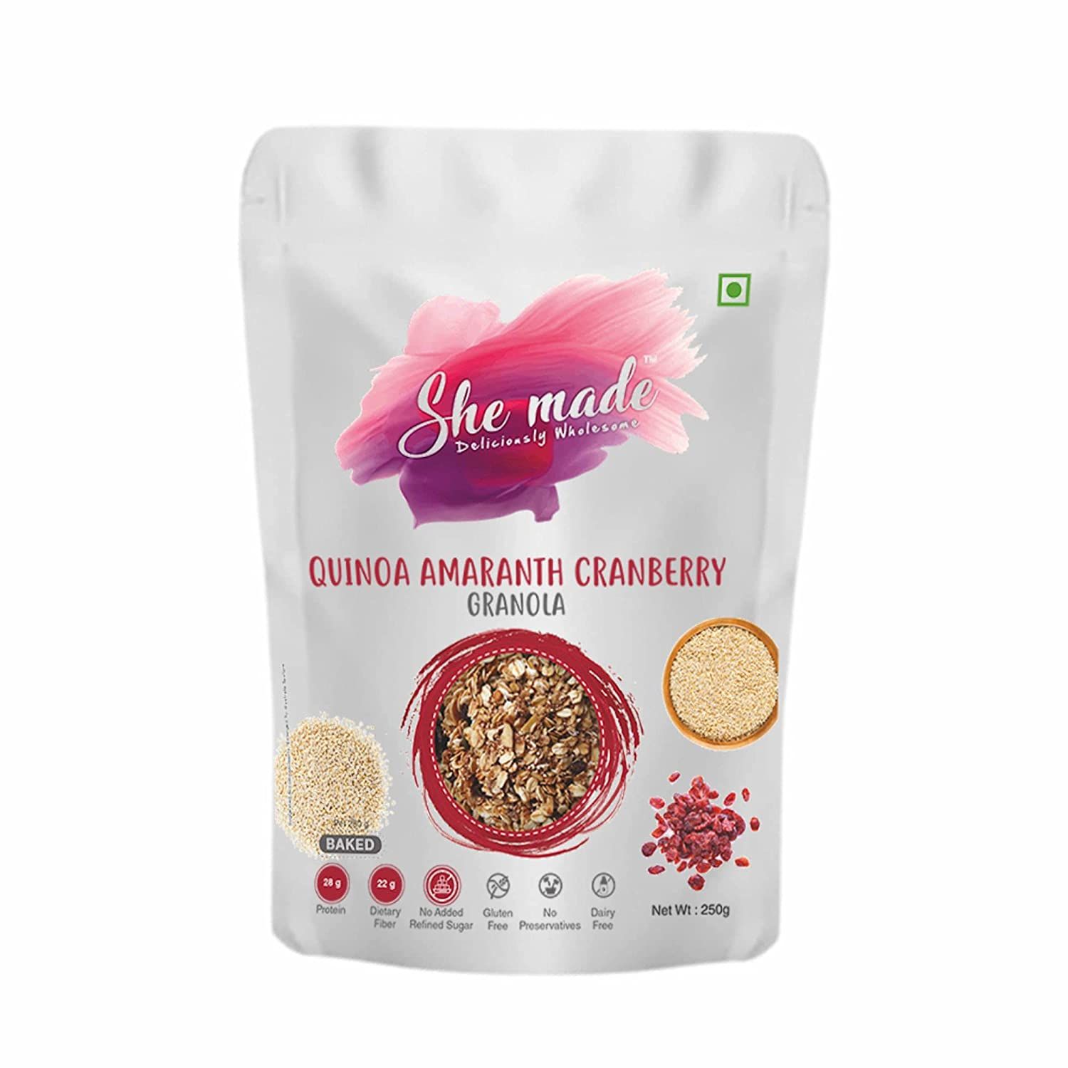 She Made Foods Granola Cereals Healthy Quinoa Amaranth Cranberry Granola Image