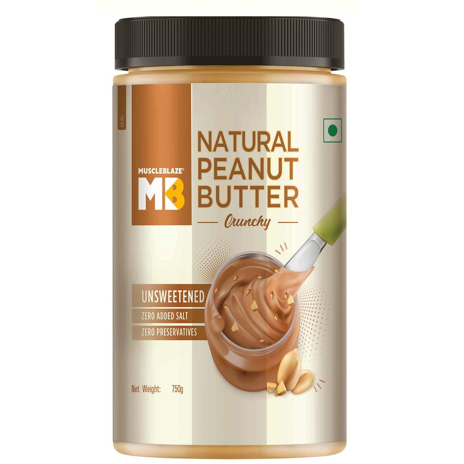 MuscleBlaze Natural Peanut Butter, Crunchy, Unsweetened Image