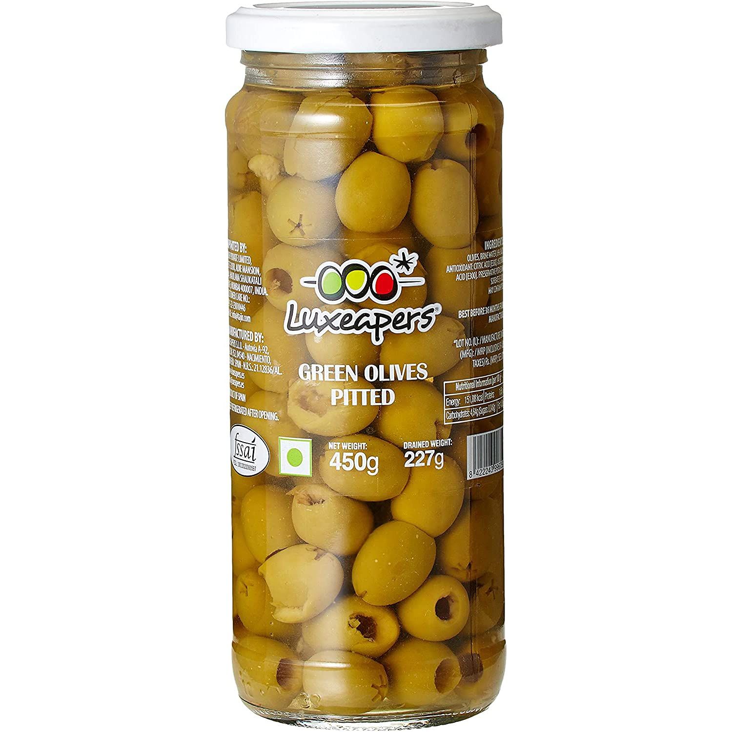 Luxeapers Green Pitted Olives Image