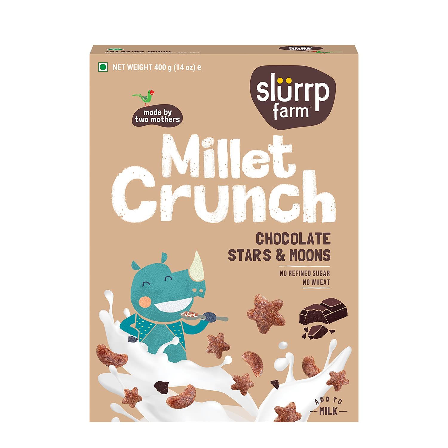 Slurrp Farm Millet Crunch Cereal No Maida Wheat and Refined Sugar Chocolate Stars and Moons Image