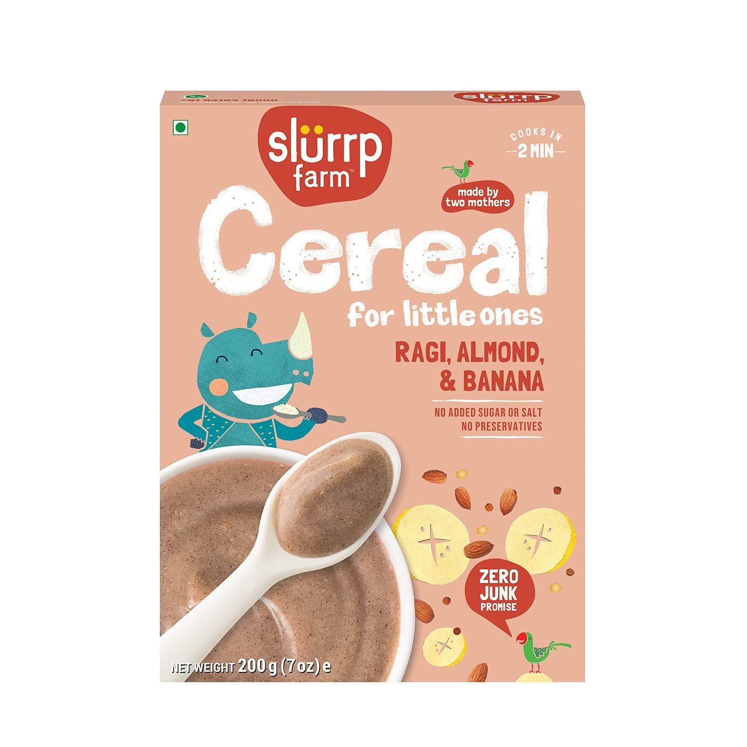 Slurrp Farm Ragi Almond & Banana Cereal, 100% Natural Health Mix Image