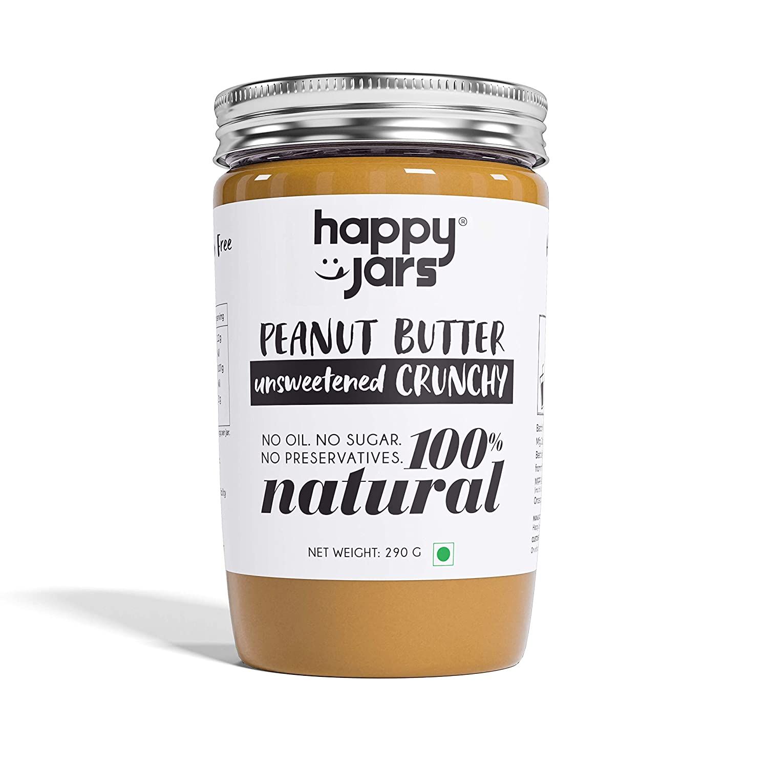 Happy Jars Unsweetened Peanut Butter Crunchy Image