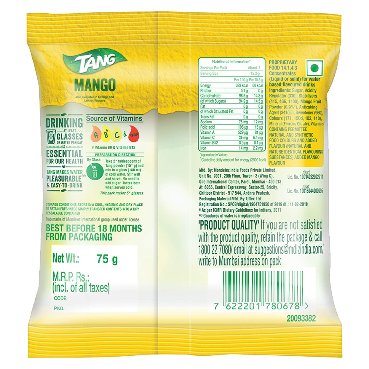 Tang Mango Instant Drink Mix Image