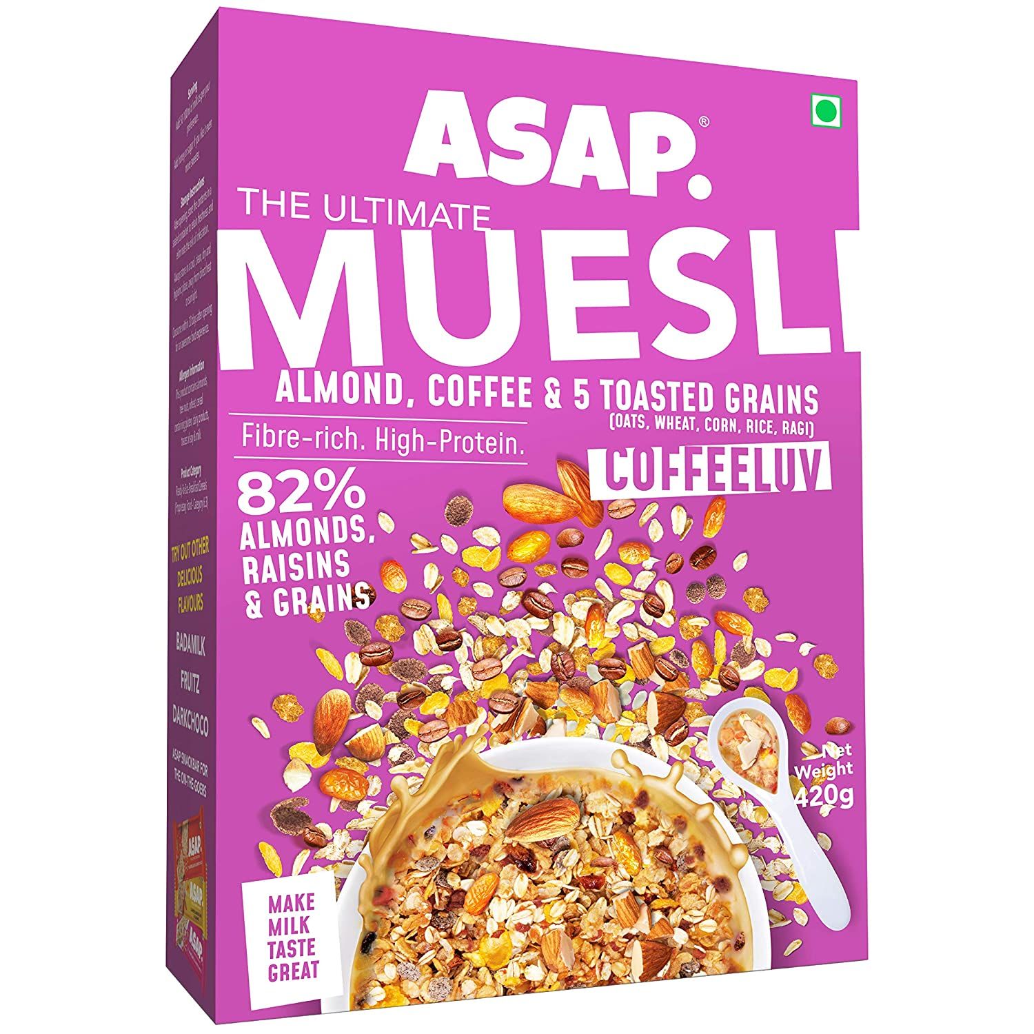 ASAP Ultimate Muesli Almond Coffee 5 Toeasted Grains Coffeeluv Image