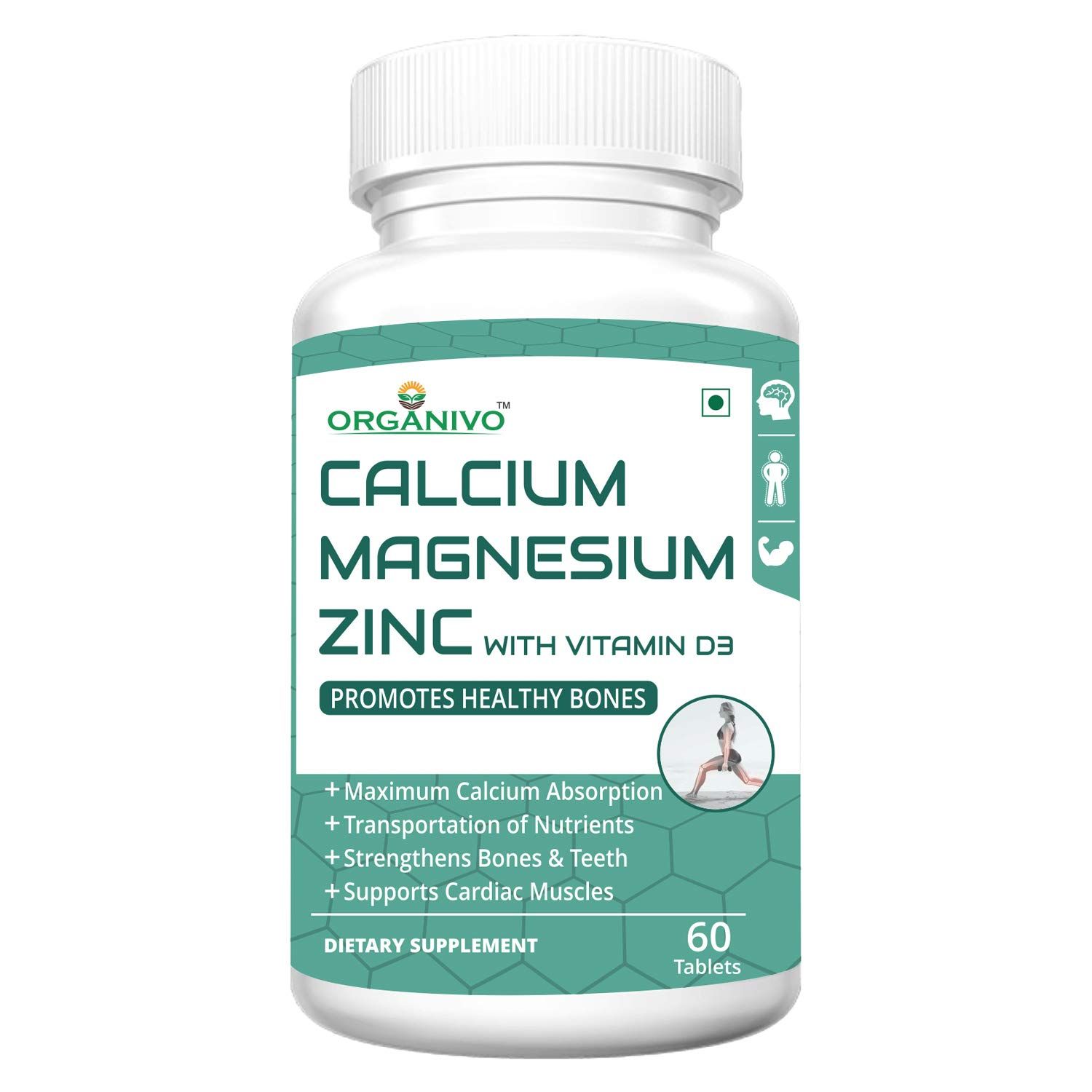 Organivo Calcium, Magnesium, Zinc & Vitamin D3 Supplement Tablets Image
