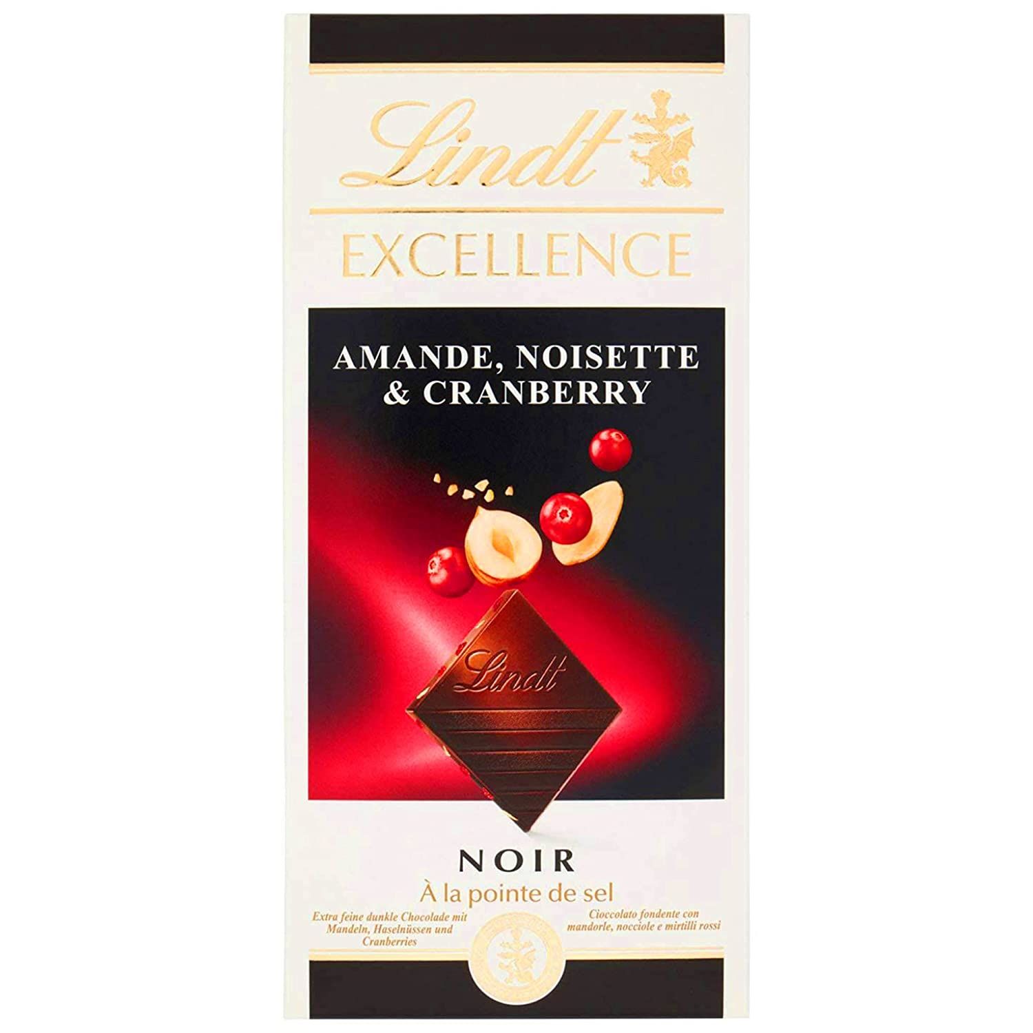 Lindt Excellence Cranberry, Almond & Hazelnut Dark Chocolate Bar Image