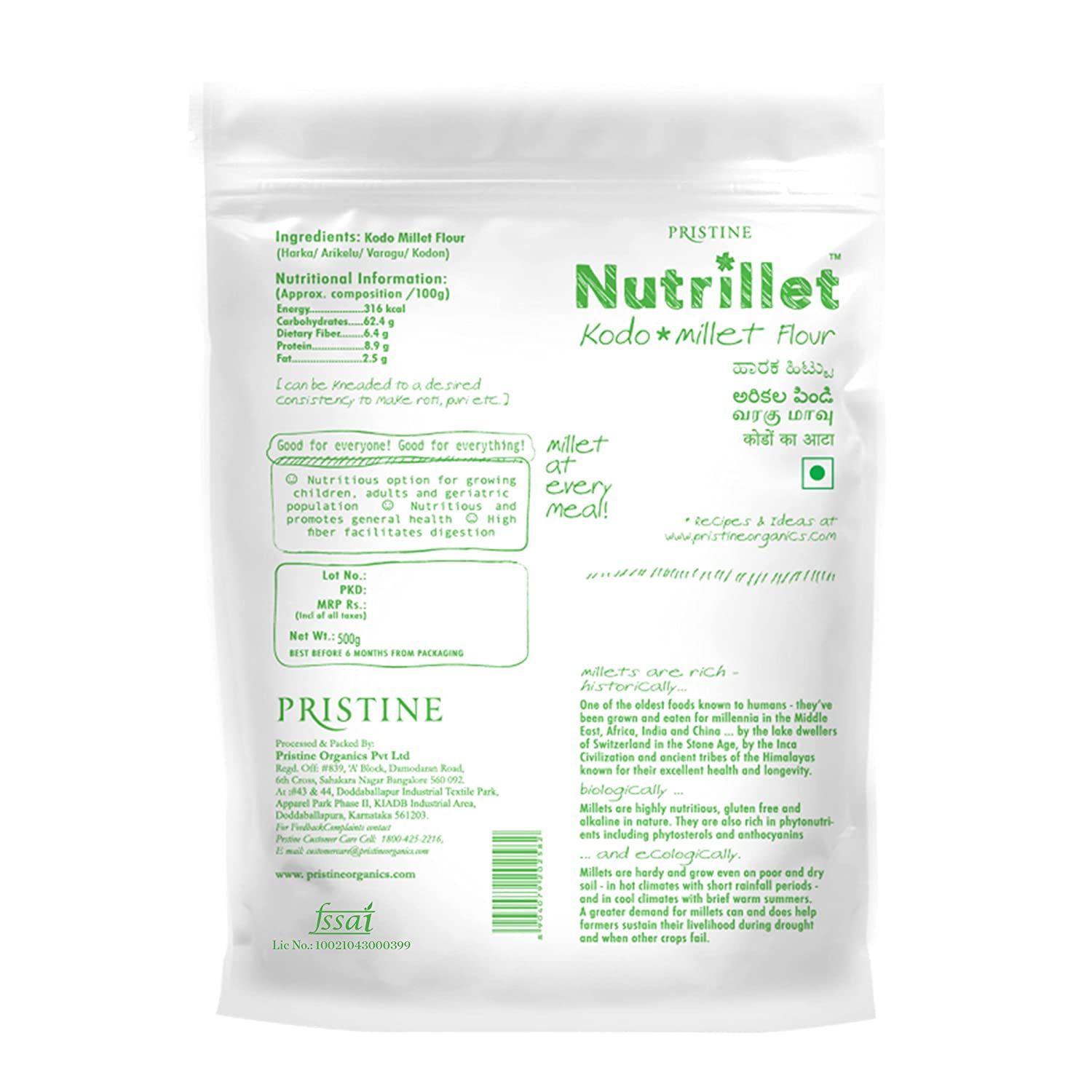 PRISTINE Nutrillet Healthy Kodo Millet Flour Image