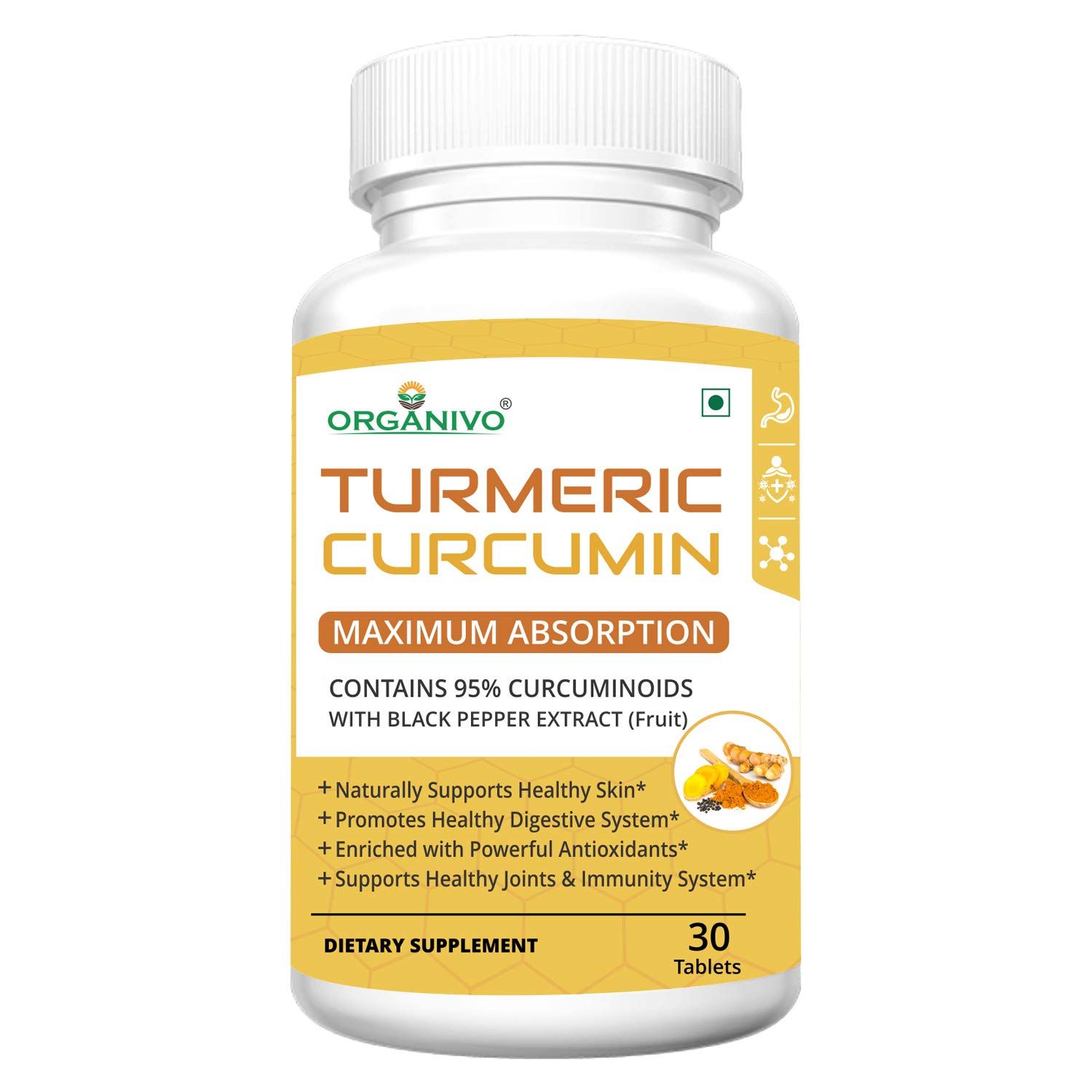 Organivo Premium Turmeric Curcumin With Black Pepper Extract Tablets Image