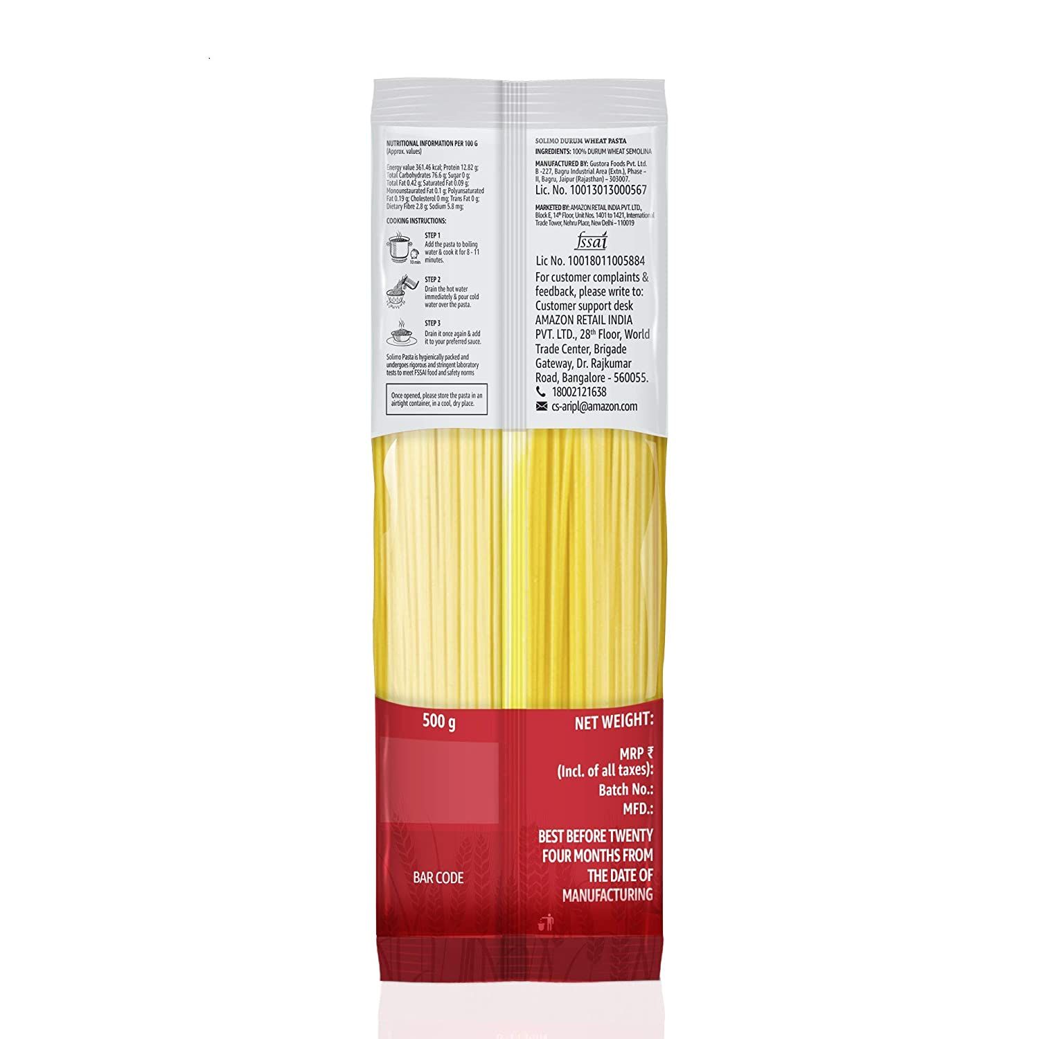 Amazon Solimo Durum Wheat Spaghetti Pasta Image