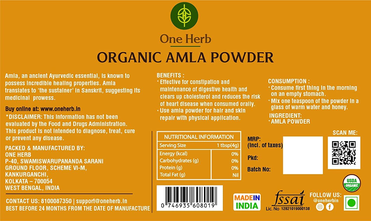 One Herb Organic Amla Powder Image