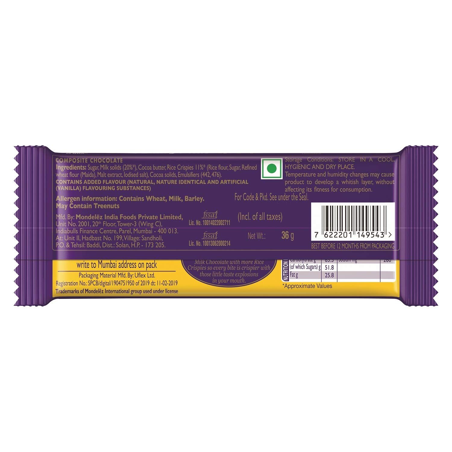 Cadbury Dairy Milk Crackle Chocolate Bar Image