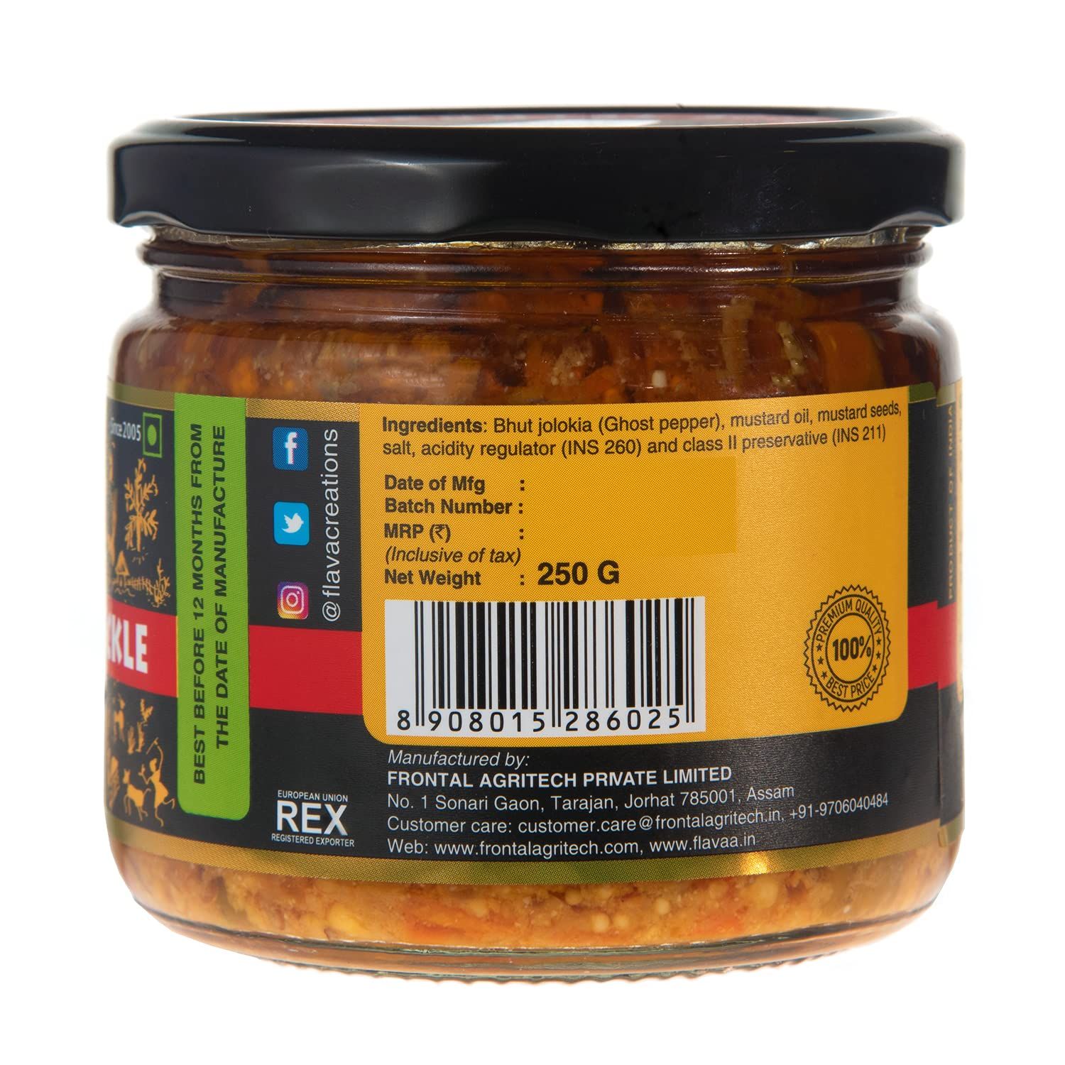 FLAVAA Bhut Jolokia Ghost Pepper Hottest Chilli Pickle in Mustard Oil Image