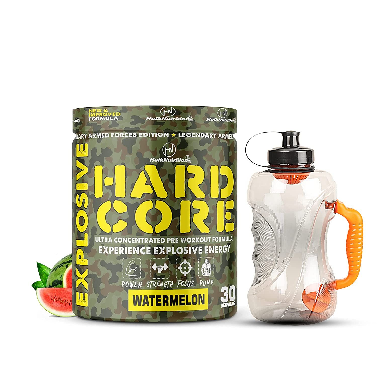 Hulk Nutrition Hardcore Pre Workout Supplement Energy Drink Watermelon Image