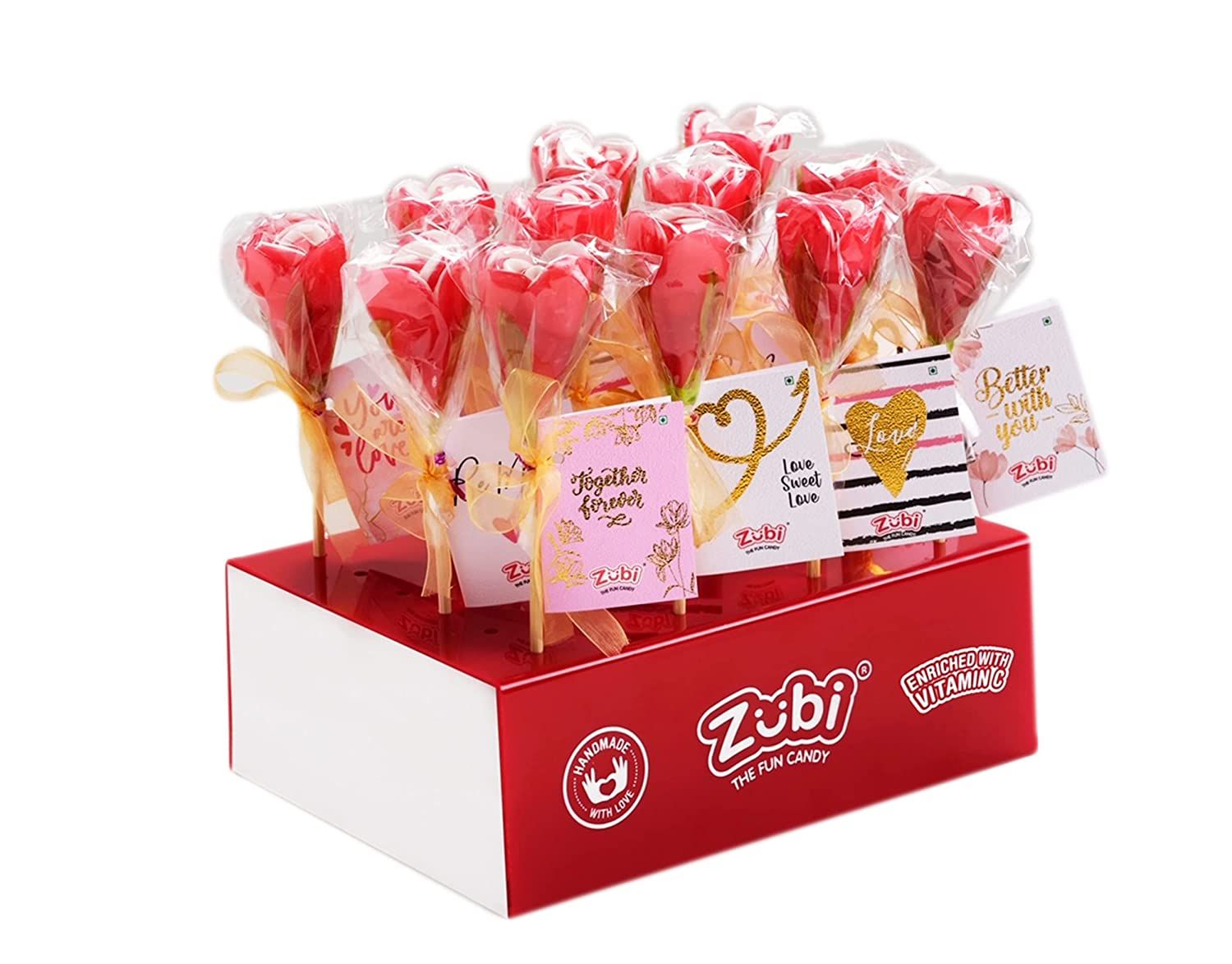ZUBI THE FUN CANDY Red Rose Lollipops Image