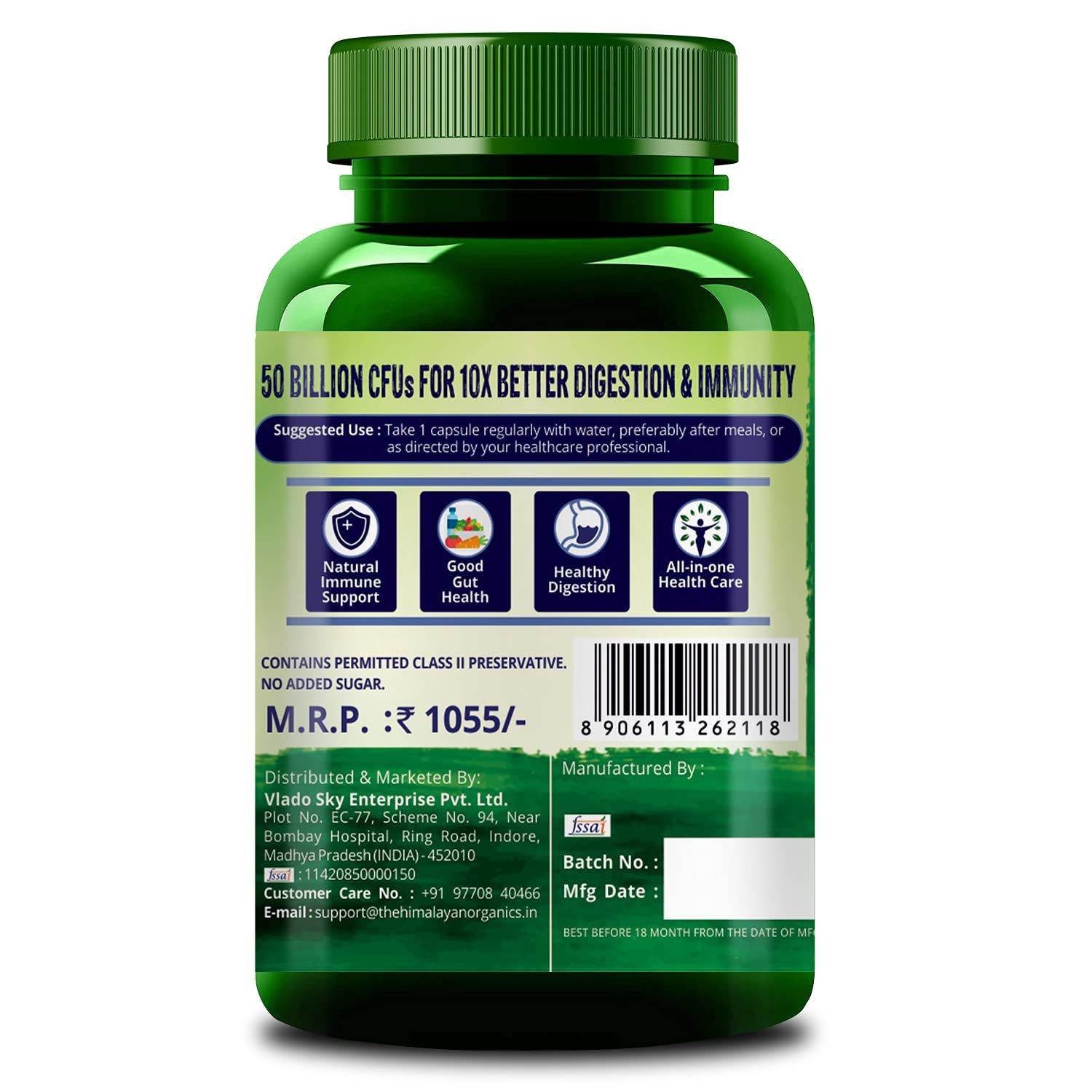 Himalayan Organics Probiotics Supplement 50 Billion CFU Capsule Image