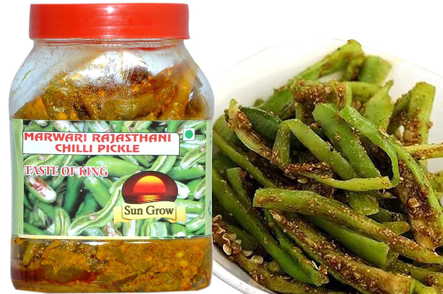 Sun Grow Food Mother Made Marwadi Rajasthani Green Chilli Pickle Image