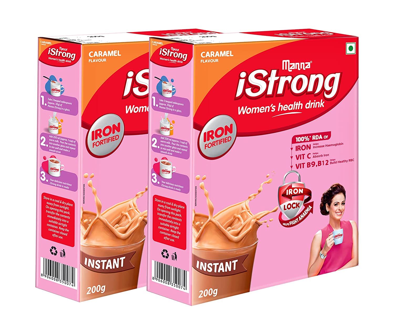 Manna i Strong Iron Fortified Women's Health Drink Mix Caramel Image