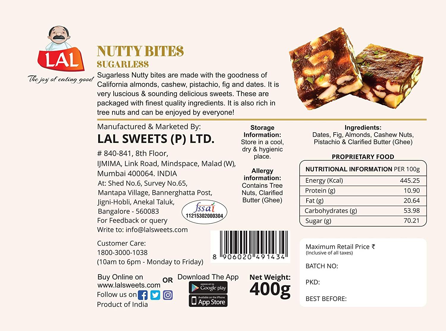 Lal Sweets Sugarless Nutty Bites Image
