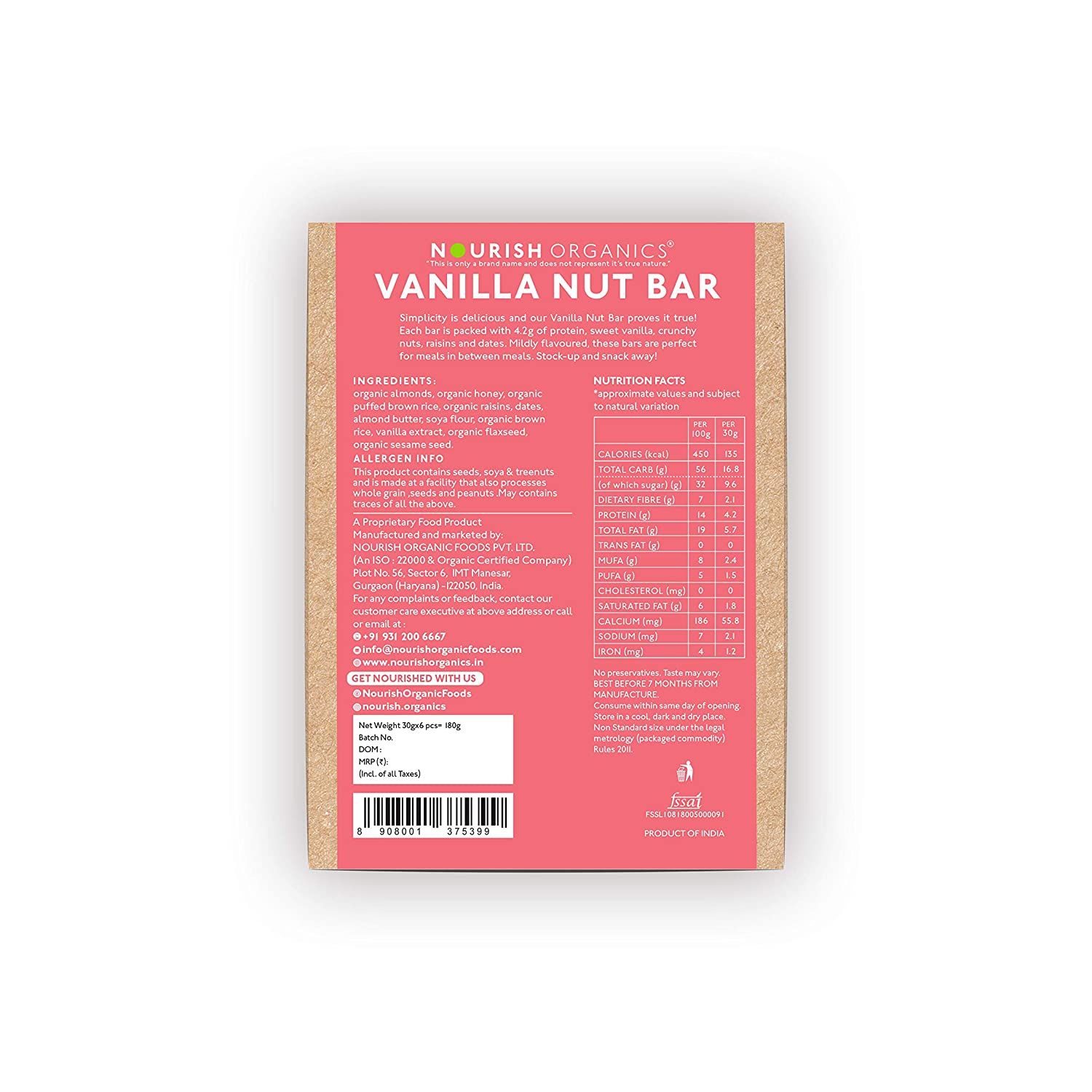 Nourish Organic Vanilla Nut Bar Image
