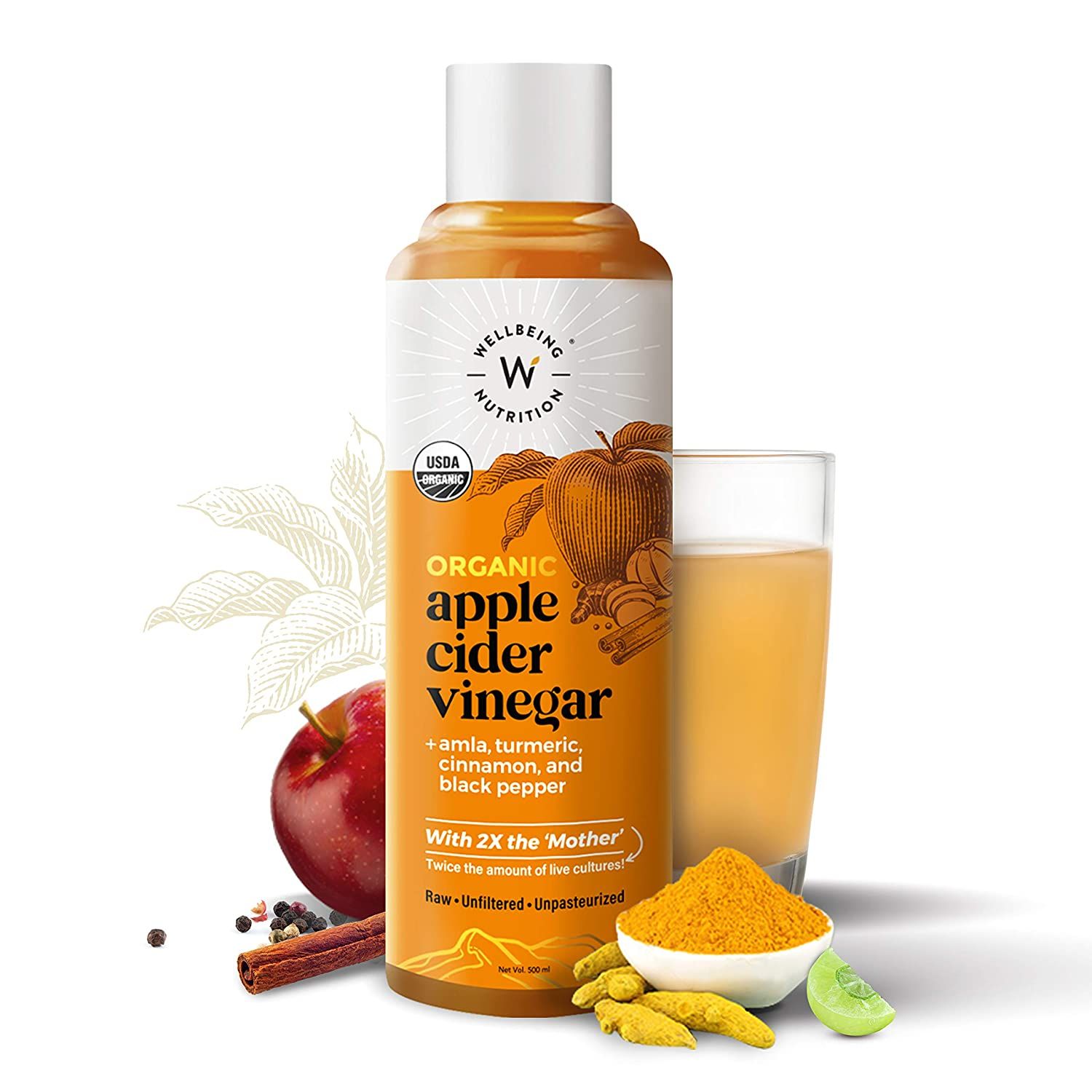 Wellbeing Apple Cider Vinegar Amla Turmeric Cinnamon Black Pepper Image