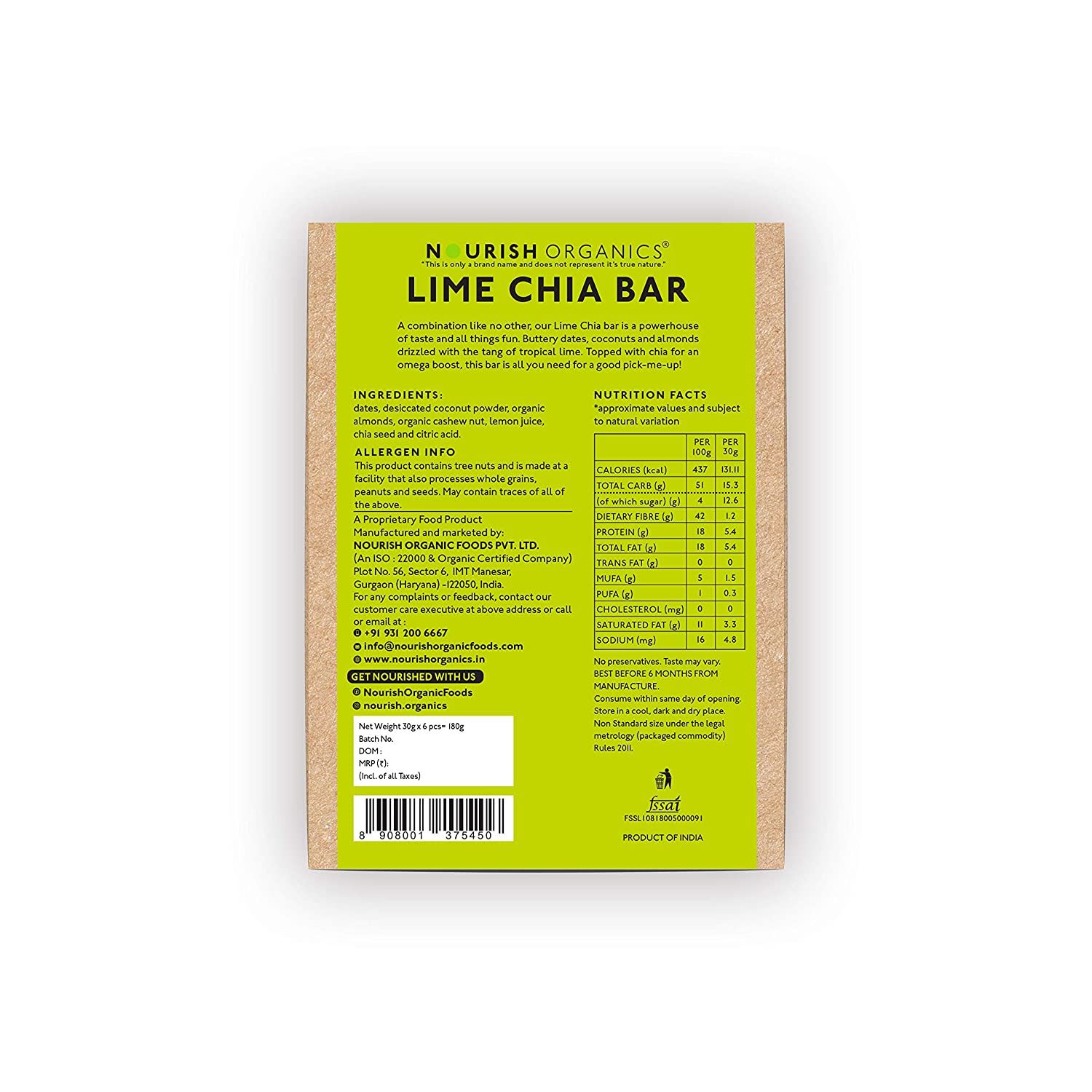 Nourish Organic Lime Chia Bar Image