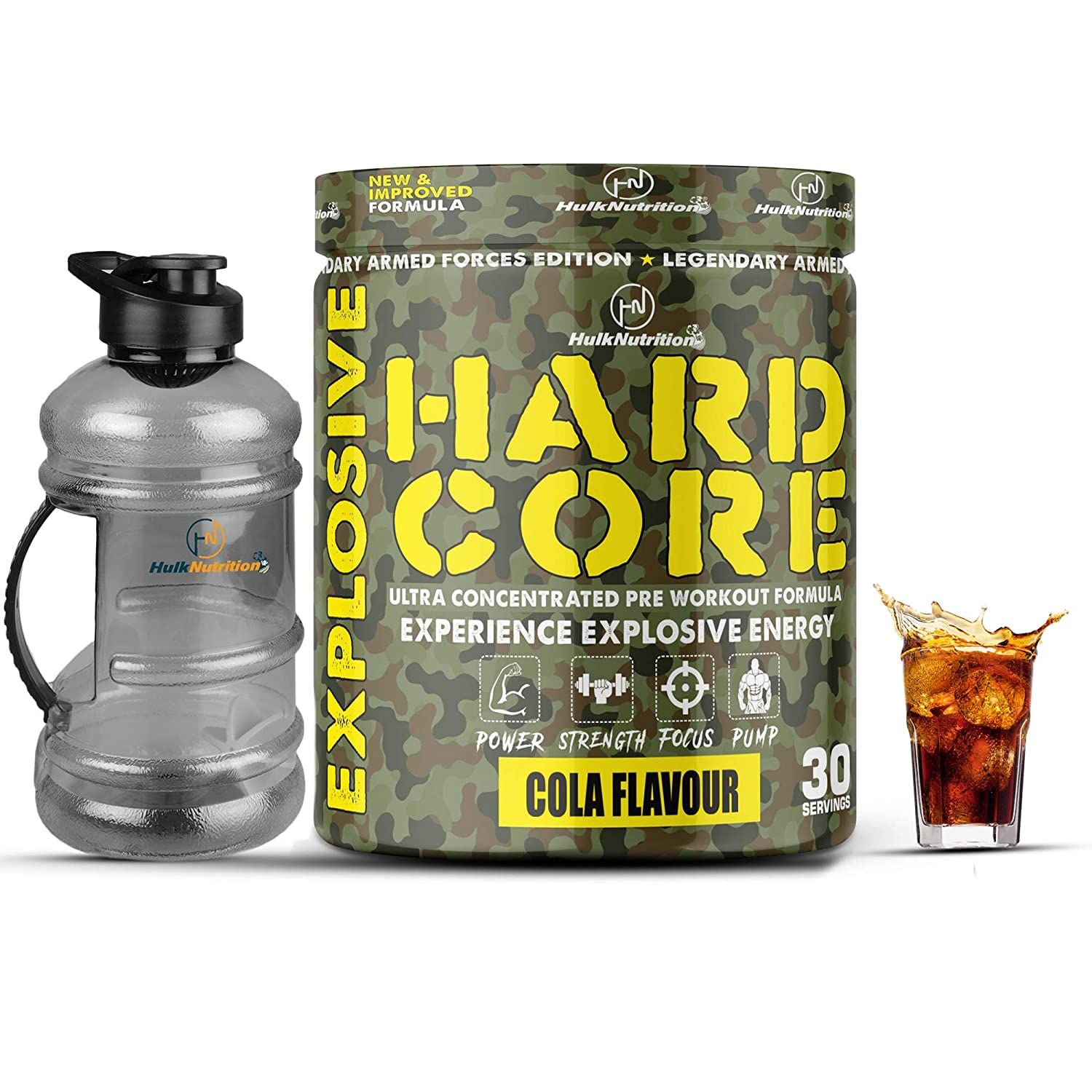 Hulk Nutrition Hardcore Pre Workout Supplement Energy Drink Cola Flavour Image
