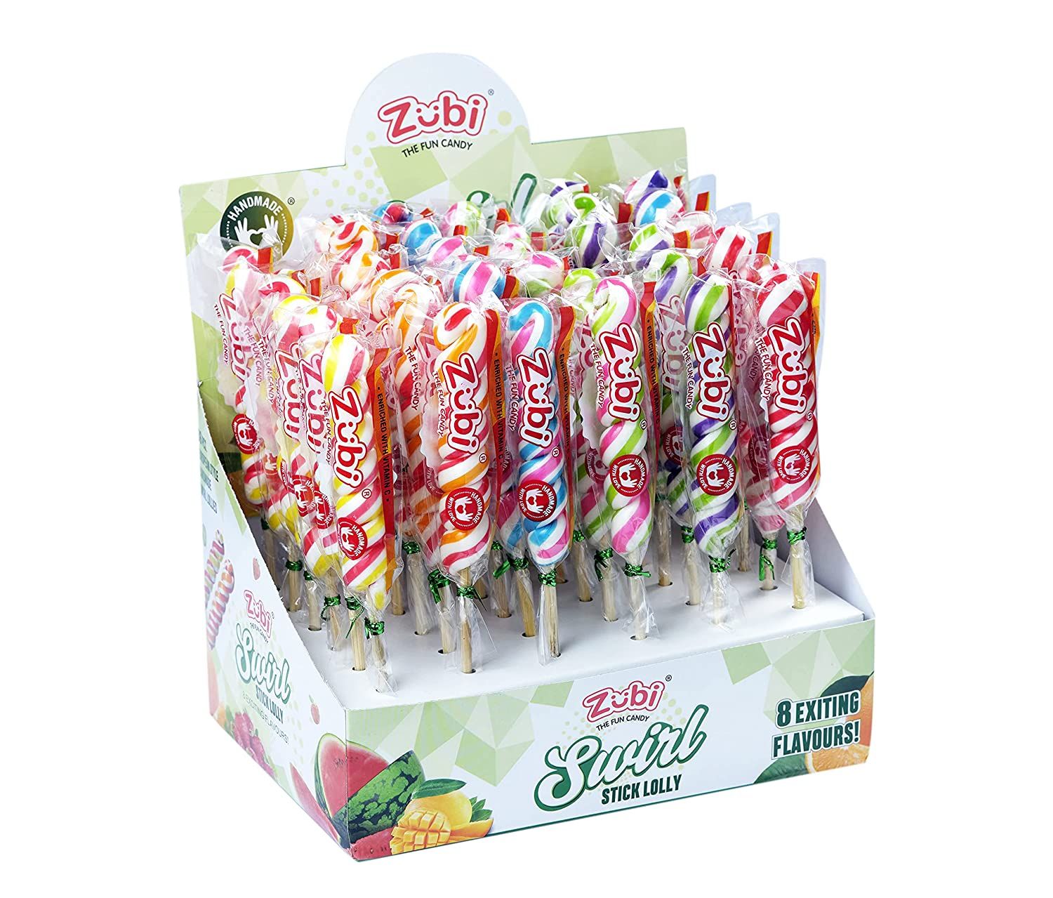 Zubi Swirl Stick Lollipops Assorted fruit flavour Image