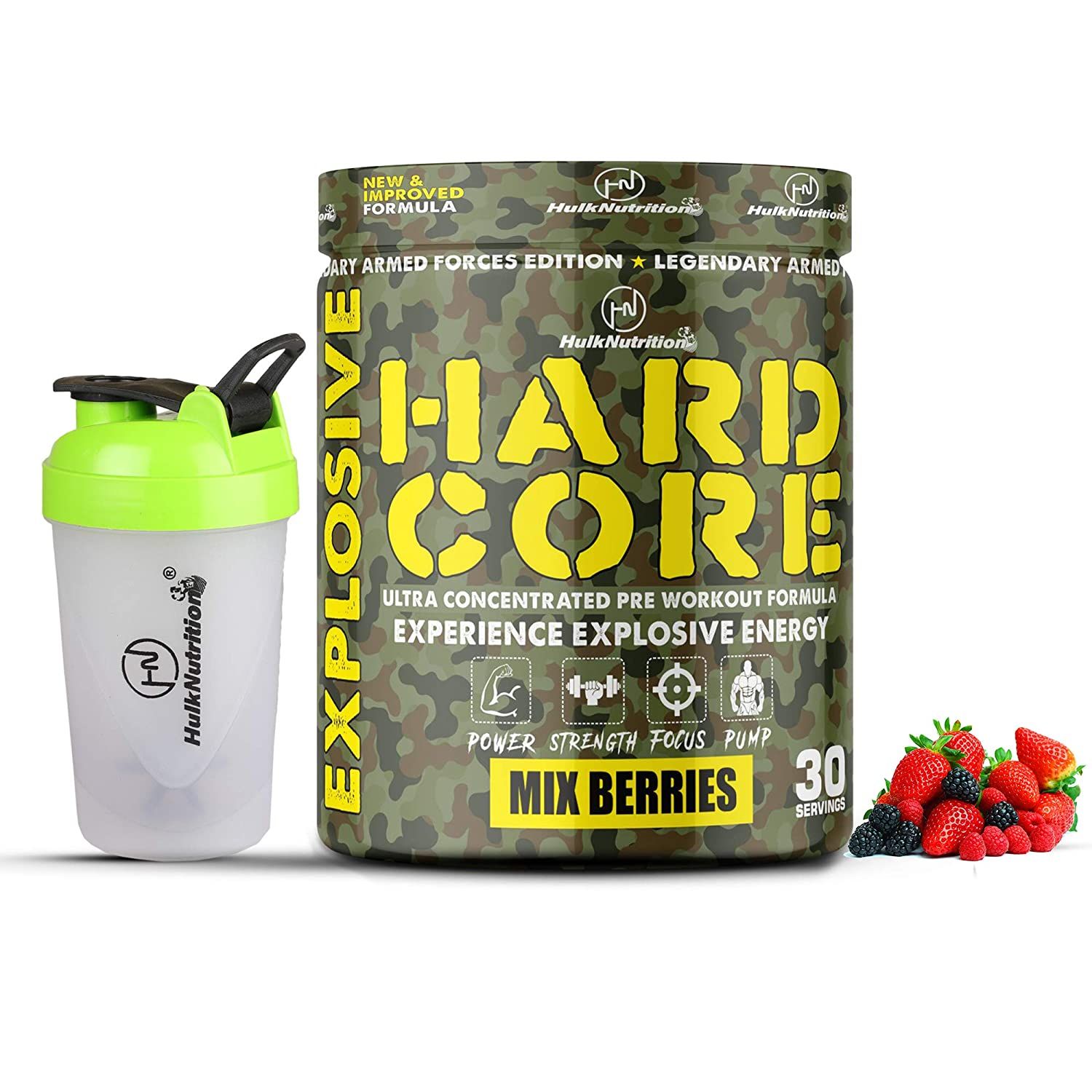 Hulk Nutrition Hardcore Pre Workout Supplement Energy Drink Mix Berries Image