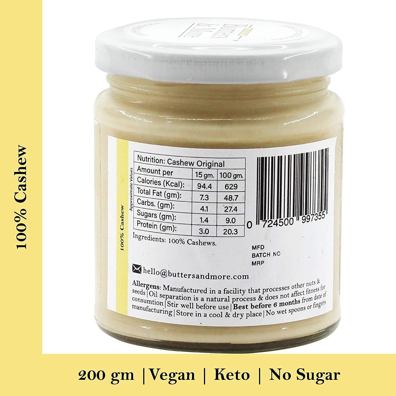 Butters & More Vegan Natural Cashew Butter  Image