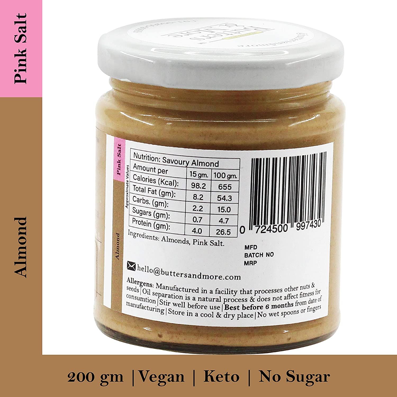 Butters & More Vegan Almond Butter with Pink Salt Image