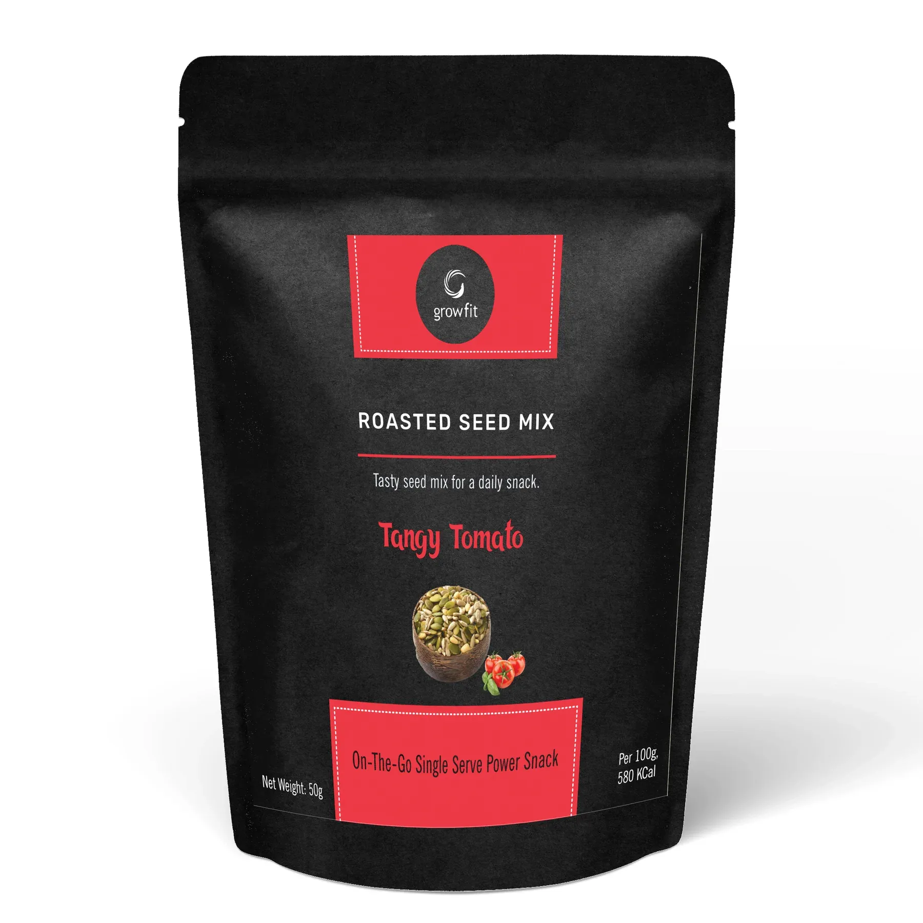 GrowFit Roasted Organic Seed Trail Mix Tangy Tomato Flavour Image