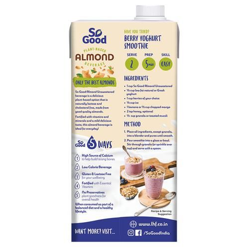 So Good Almond Milk Natural Unsweetened Image