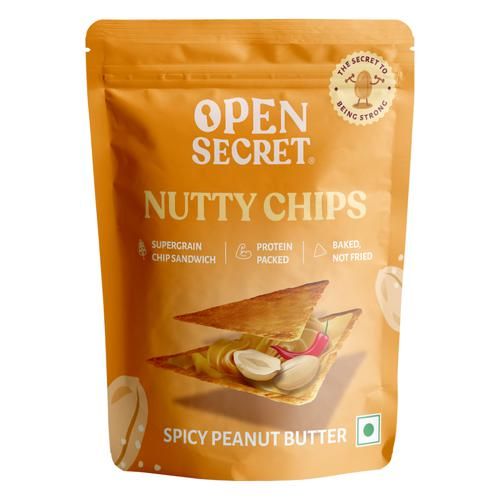 Open Secret Nutty Chips Spicy Peanut Butter Baked Supergrain Chips Image